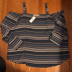 NWT LOFT striped cold shoulder blouse